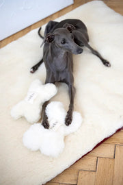 Jouet pour chien en laine naturelle - Os - Blanc